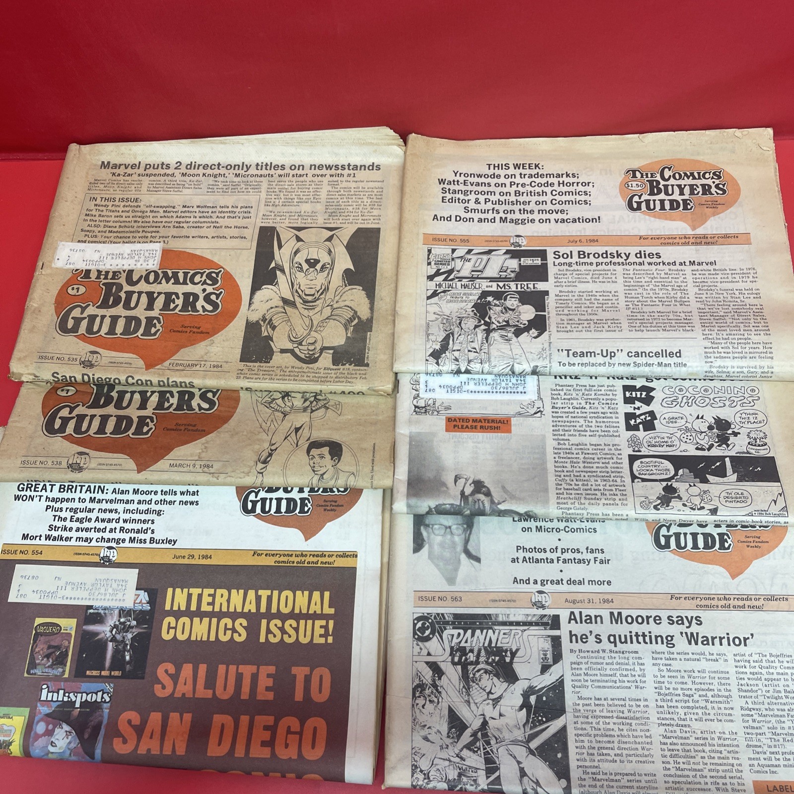 The Comics Buyer’s Guide 1984 Lot of 6 Issues #535 538 554 555 562 563.   *23