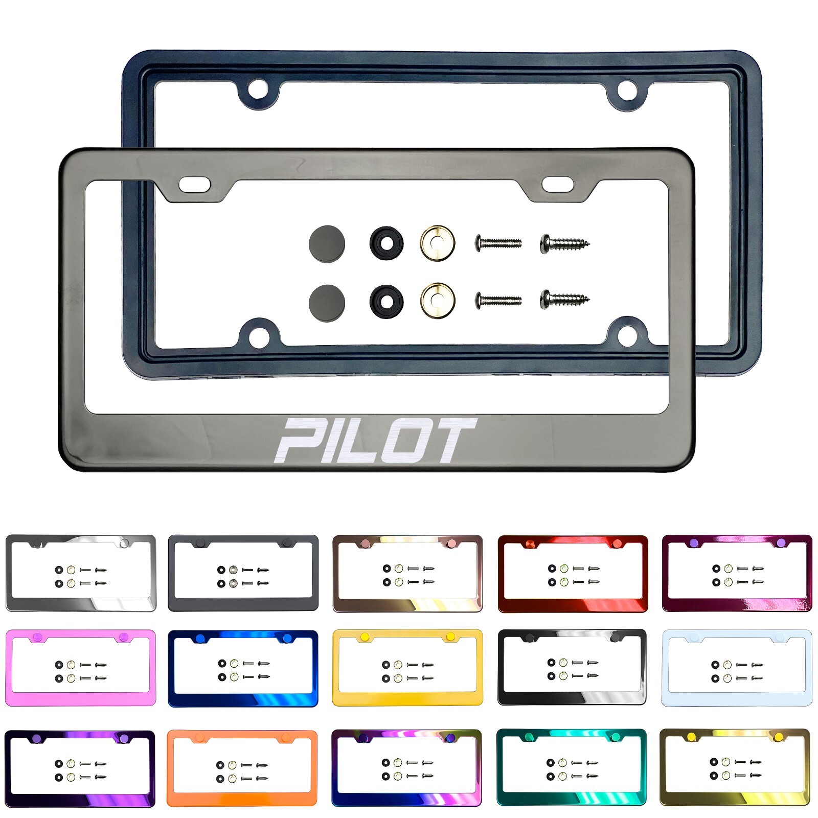 new Laser Etched Stainless Steel License Frame Silicone Guard Fit Honda pilot