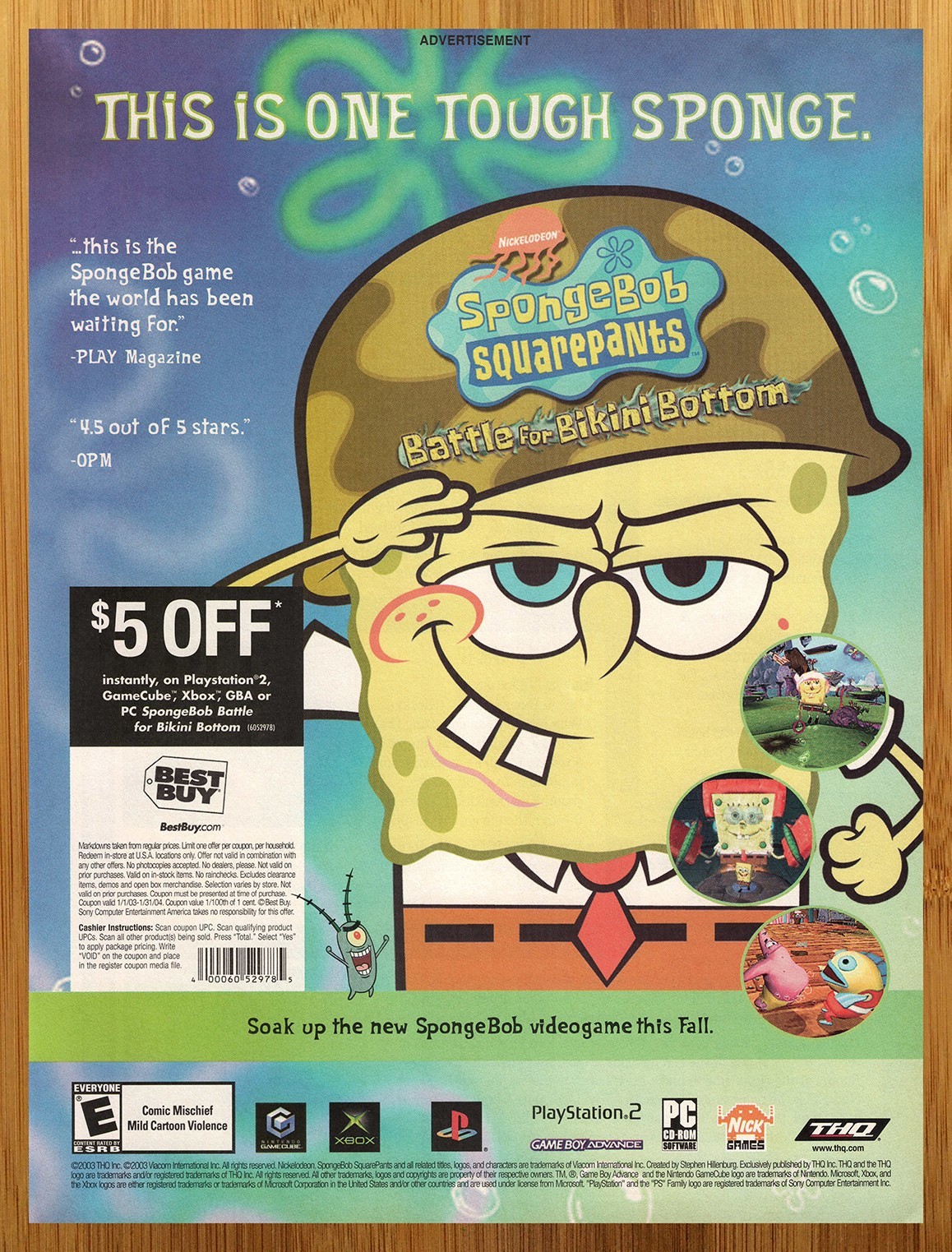 2003 SpongeBob SquarePants Battle for Bikini Bottom PS2 Xbox Print Ad/Poster Art