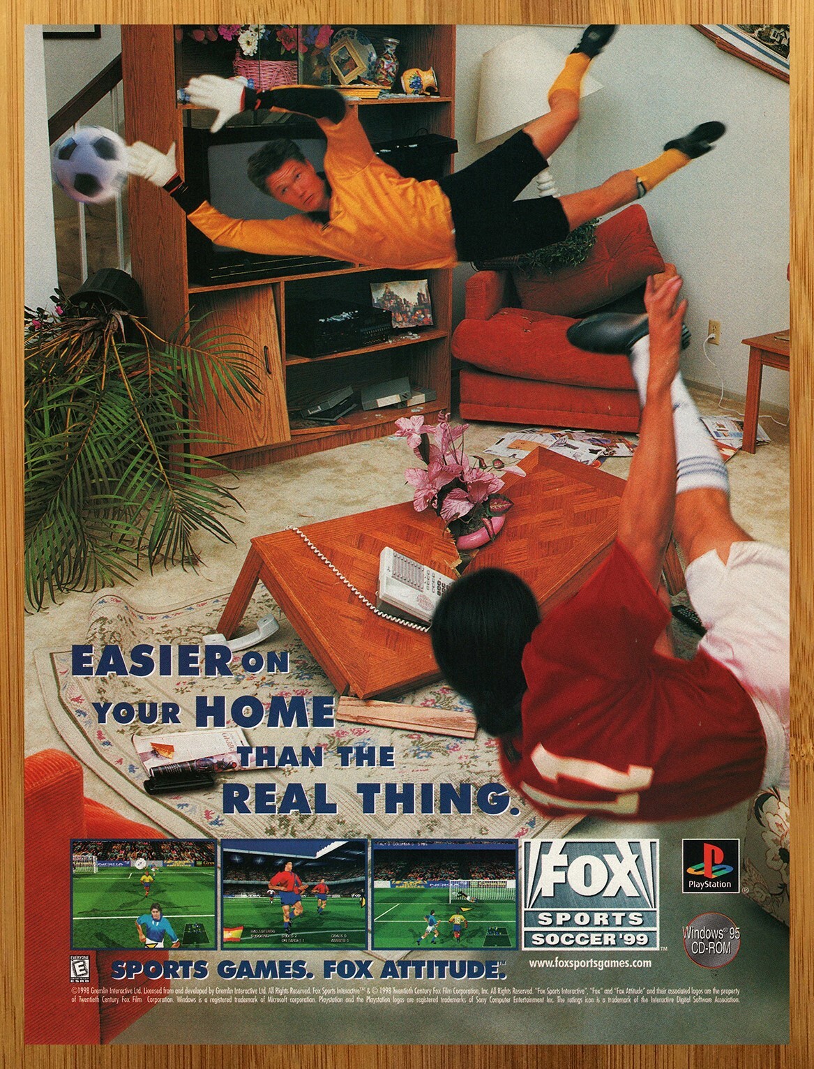 1998 Fox Sports Soccer 99 Playstation PS1 Vintage Print Ad/Poster Video Game Art