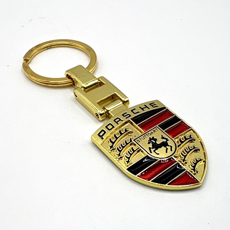 NEW - Custom Porsche Gold Emblem Crest Car Key Chain Key Fob Gift - Fast Ship