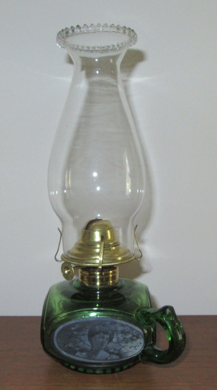 Antique Four Seasons Flat Bottom Finger Lamp, c. 1890\'s - Pie Crust Shade