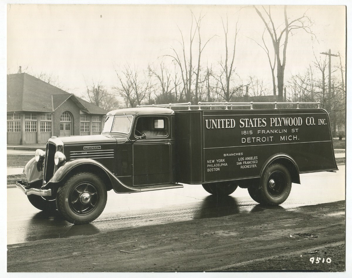 1930s United States Plywood Co. Truck Photograph, Detroit, Michigan