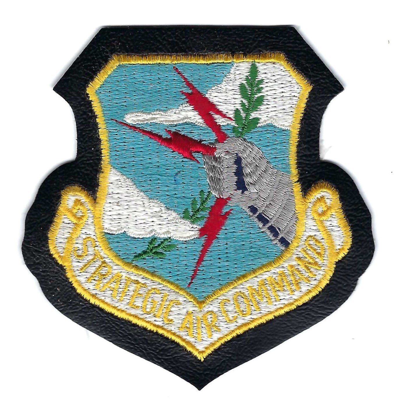 1980s-90s STRATEGIC AIR  COMMAND (SAC) 4 INCH ON LEATHERETTE patch