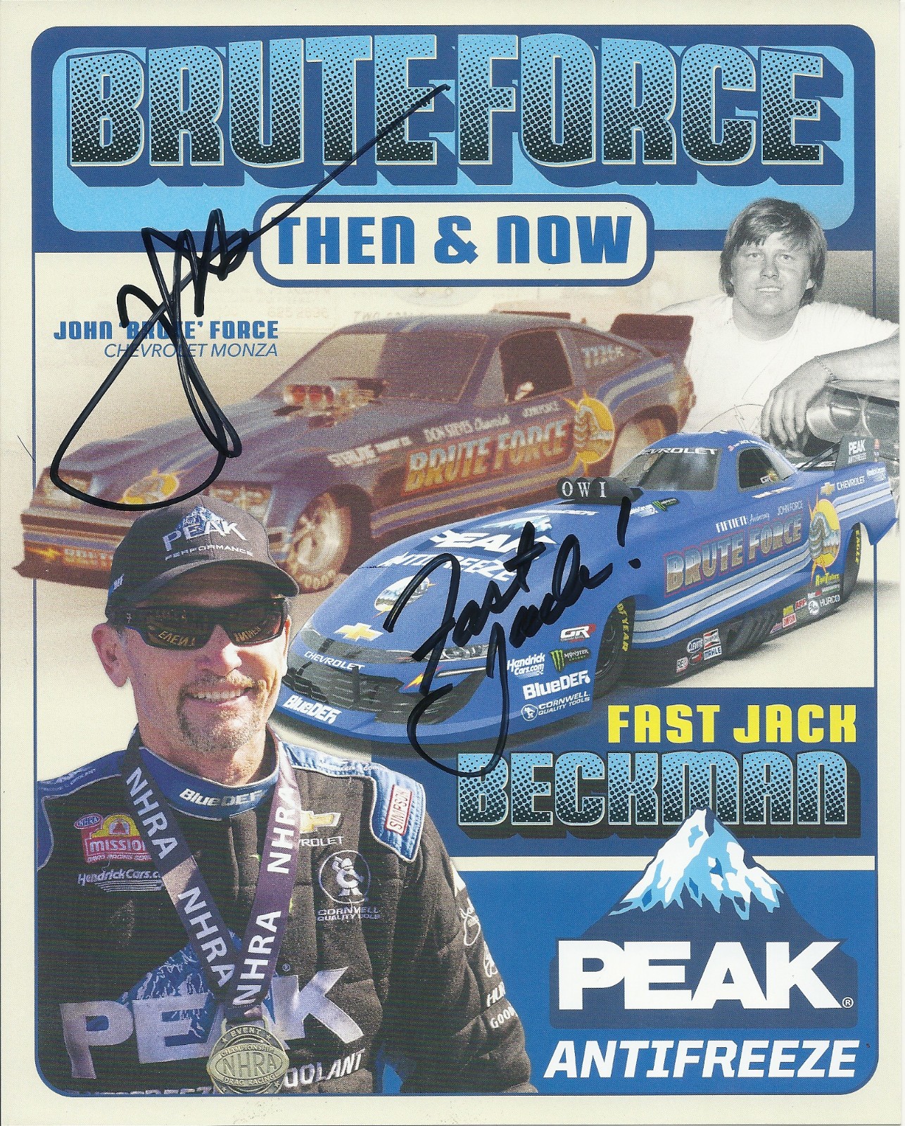 Signed John Force & Jack Beckman 50 Years Of Brute Force US Nationals Hero Card