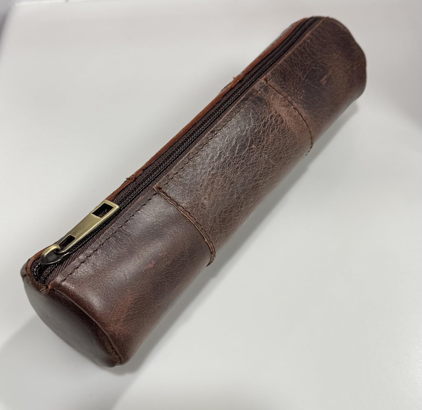 MILITARIA STUFFS Vintage Leather Pencil 8 inches x 3 x 3 inches, Brown 