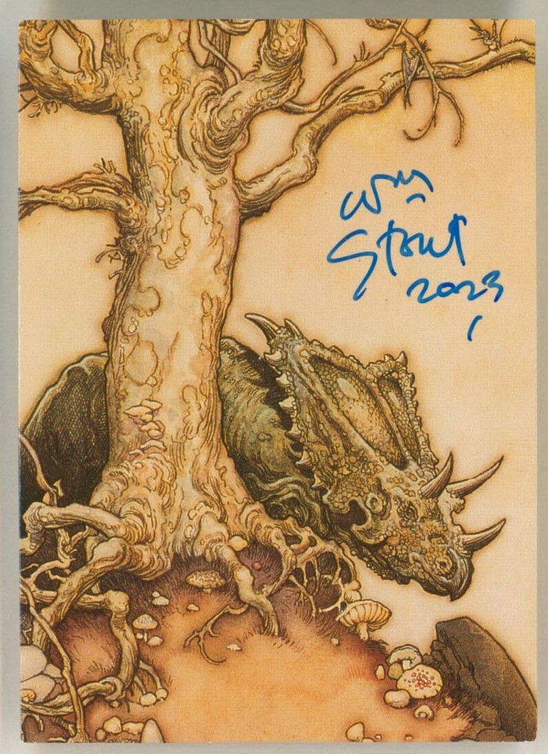 Lost Worlds by William Stout SIGNED Art Trading Card #5 ~ Triceratops Dinosaur