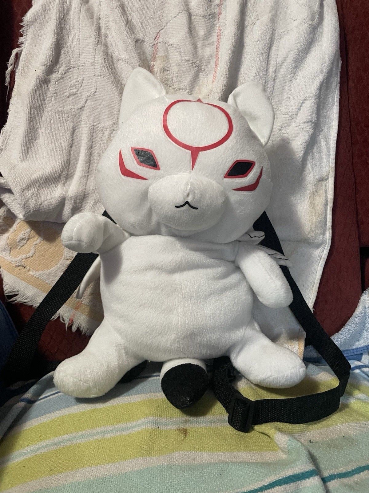 AMATERASU AMMY OKAMI DEN RED WHITE PLUSH BACKPACK BAG CAPCOM