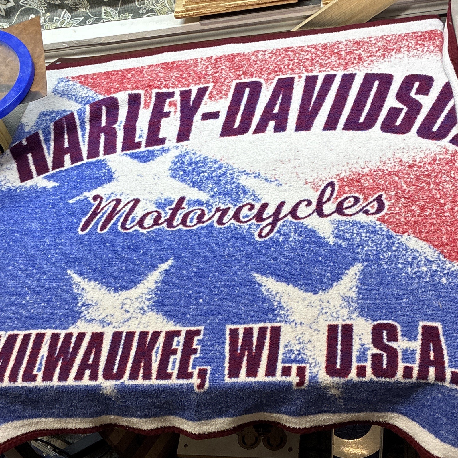 Vintage 2002 Harley Davidson Throw Blanket