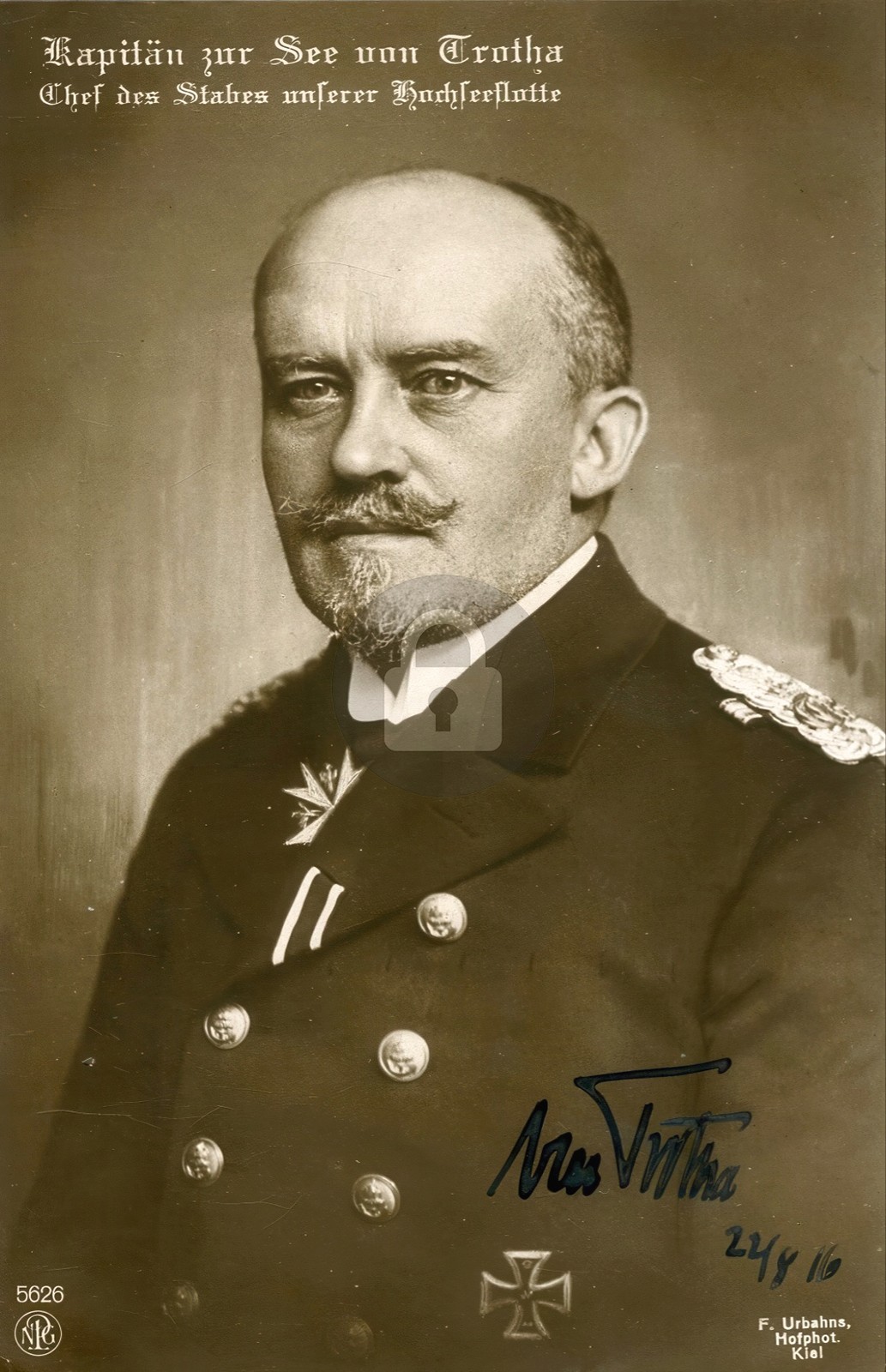 Adolf von Trotha German Admiral Signed WW1 c1916 RPPC Photo Postcard COPY
