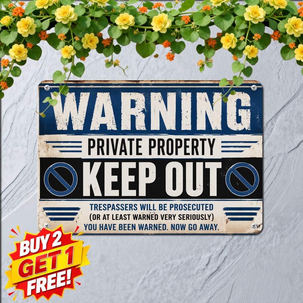 Funny Crackheads Warning Sign Private Property Caution Metal Decor 8x12