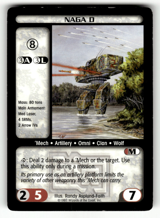 BattleTech Naga D 1997 BattleTech CCG Wizards of the Coast 'Mech Card