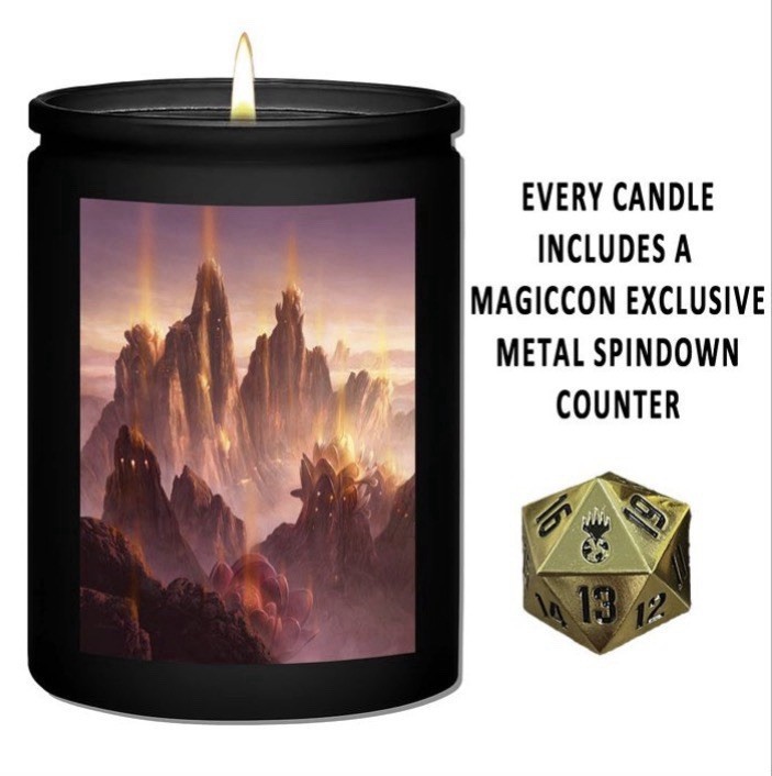 MTG MagicCon John Avon Red Lotus Mountain Candle W/ METAL SPINDOWN - NIB - RARE