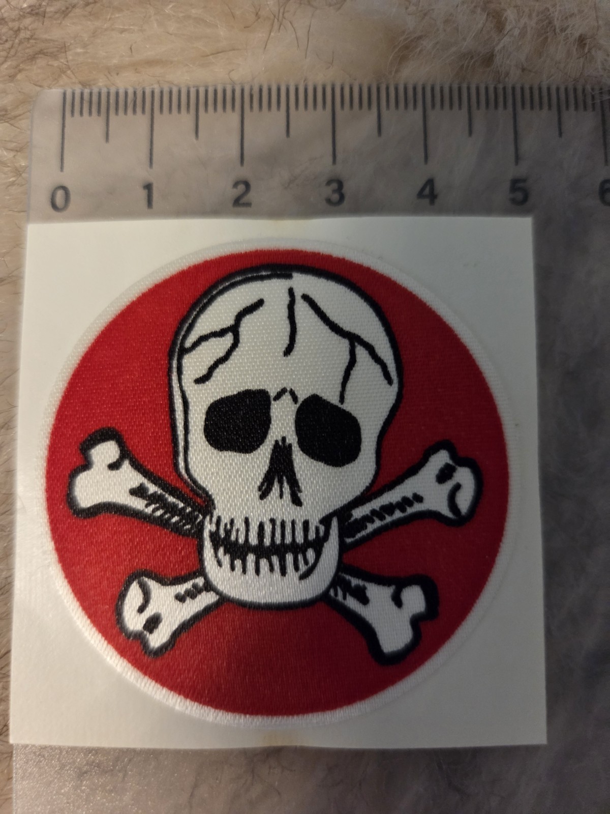 Vintage Fabric Stickers Skull Skull Biker Rocker Decal Satin Patch 80s