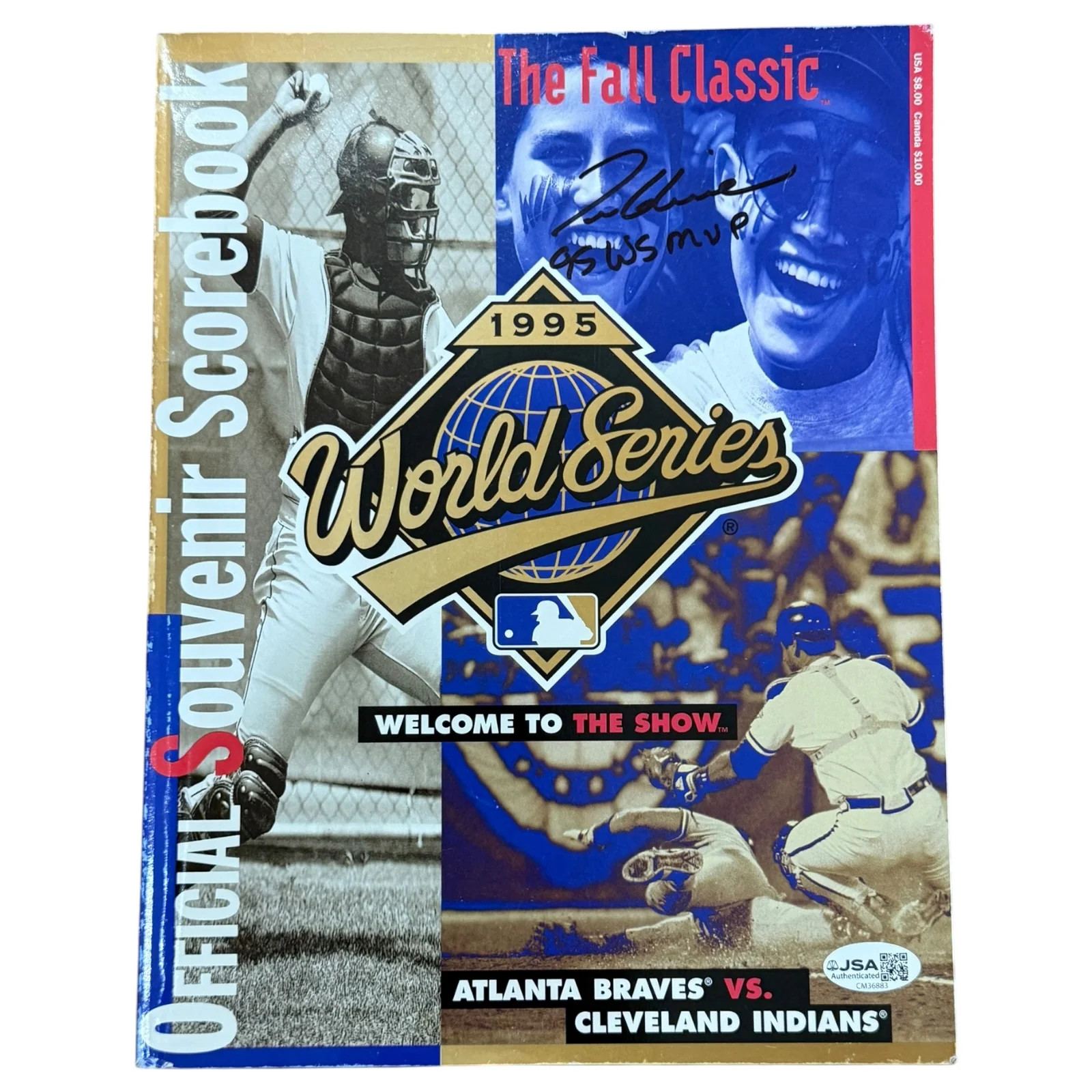 Tom Glavine Autographed Official 1995 World Series Scorebook Program w/ 