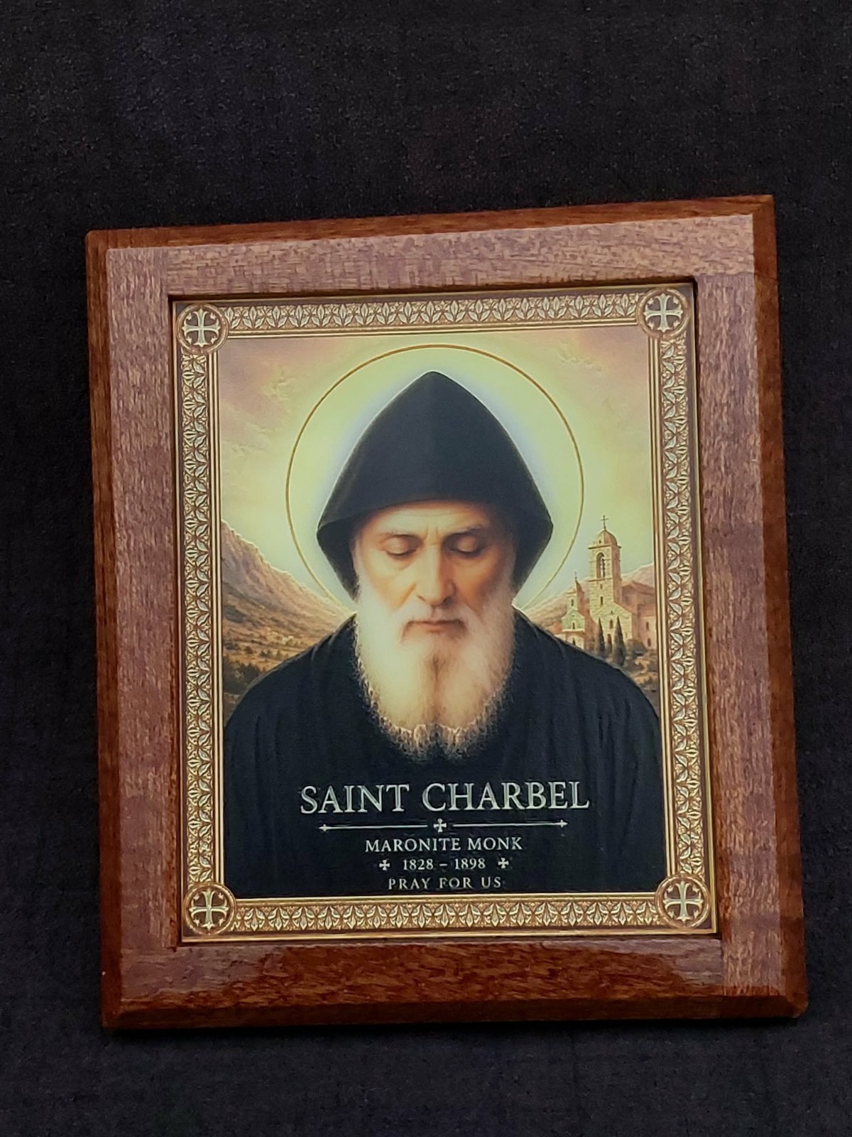 Saint Charbel Framed Christian Icon Religious Wall Art 4.7*5.5 Inch