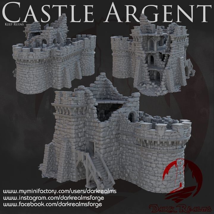 Dark Realms Castle Argent Ruined Keep Fantasy Tabletop 28-32mm Scale