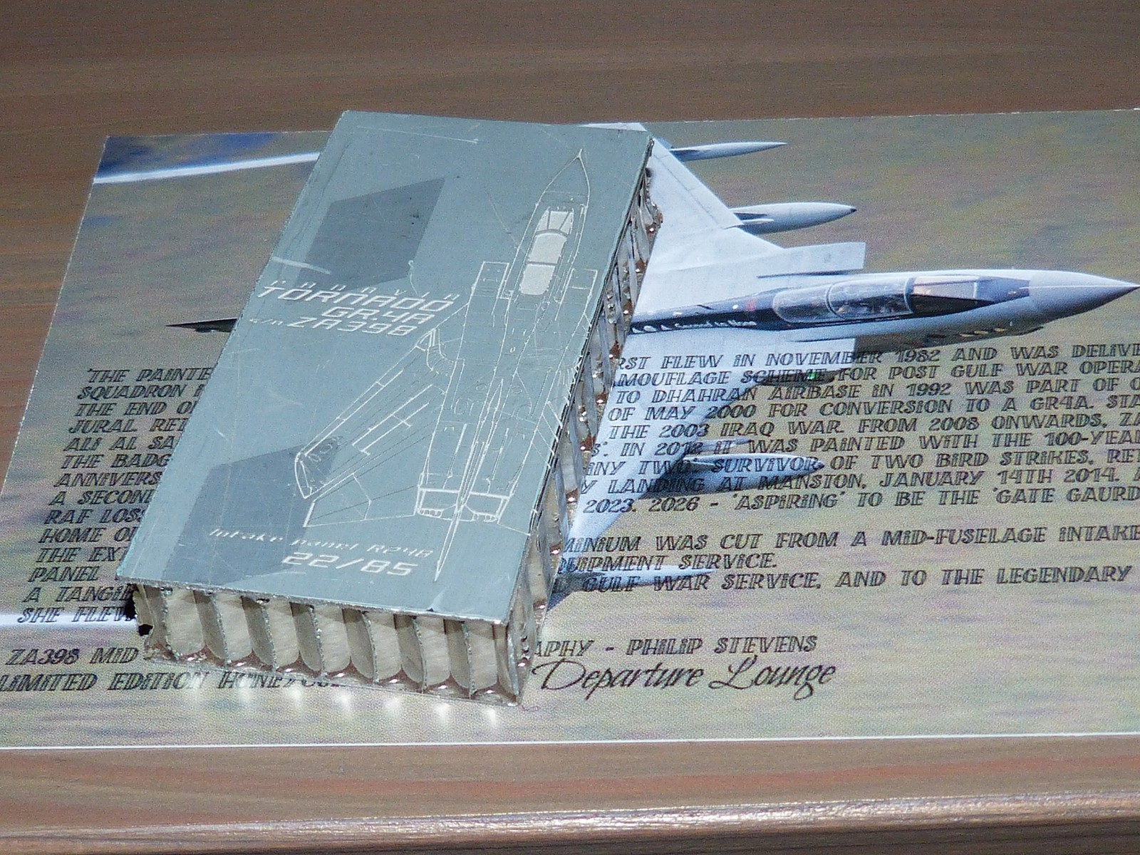 RAF PANAVIA TORNADO ZA398 honey-comb slider - jet aircraft fuselage skin tag