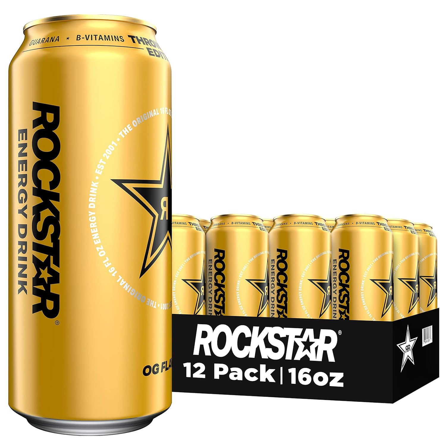 Rockstar Energy Drink, Throwback Edition: O.G., 16 Fl Oz (Pack of 12) - Packagin