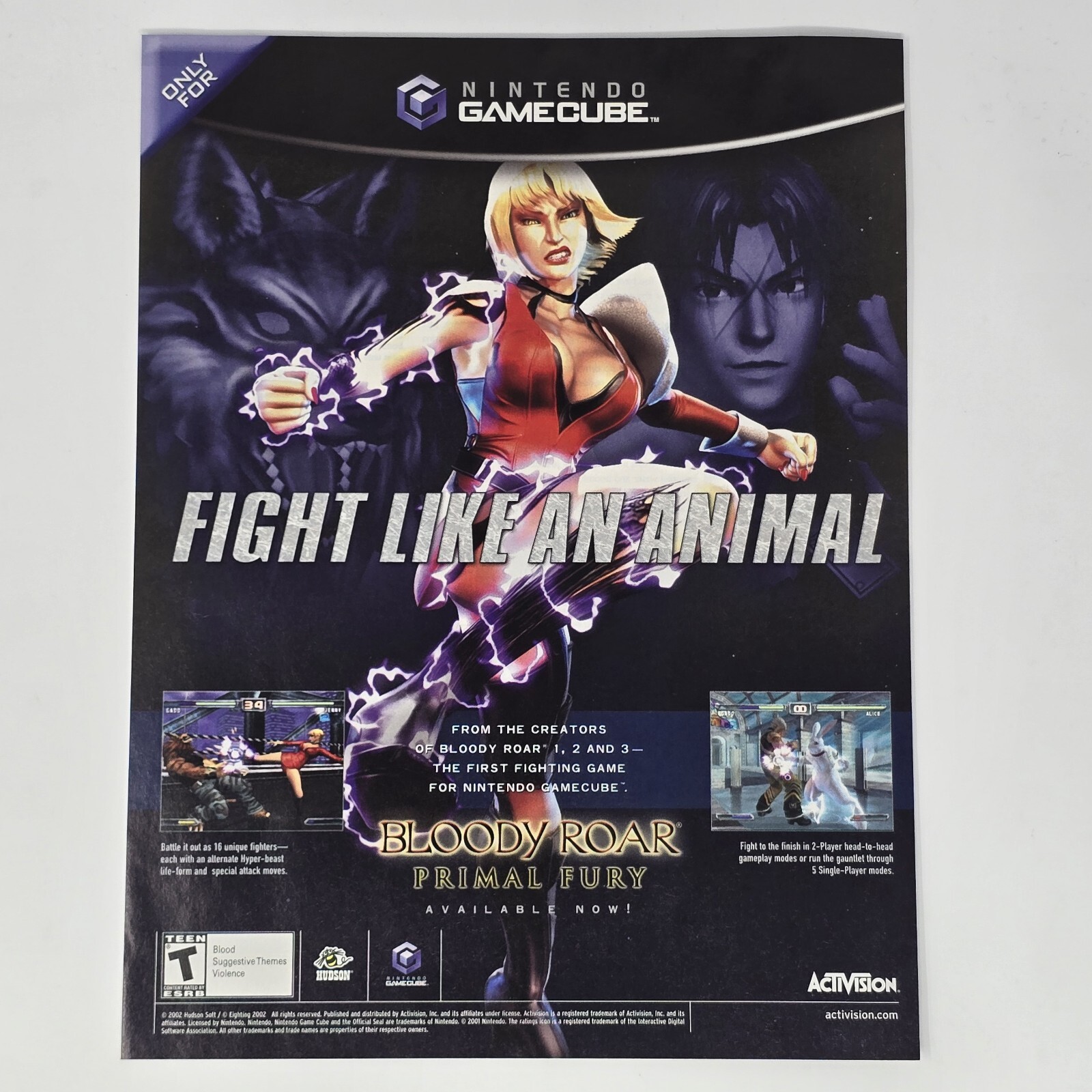 Bloody Roar Primal Fury GameCube Animal Print Ad/Poster Official Promo Art