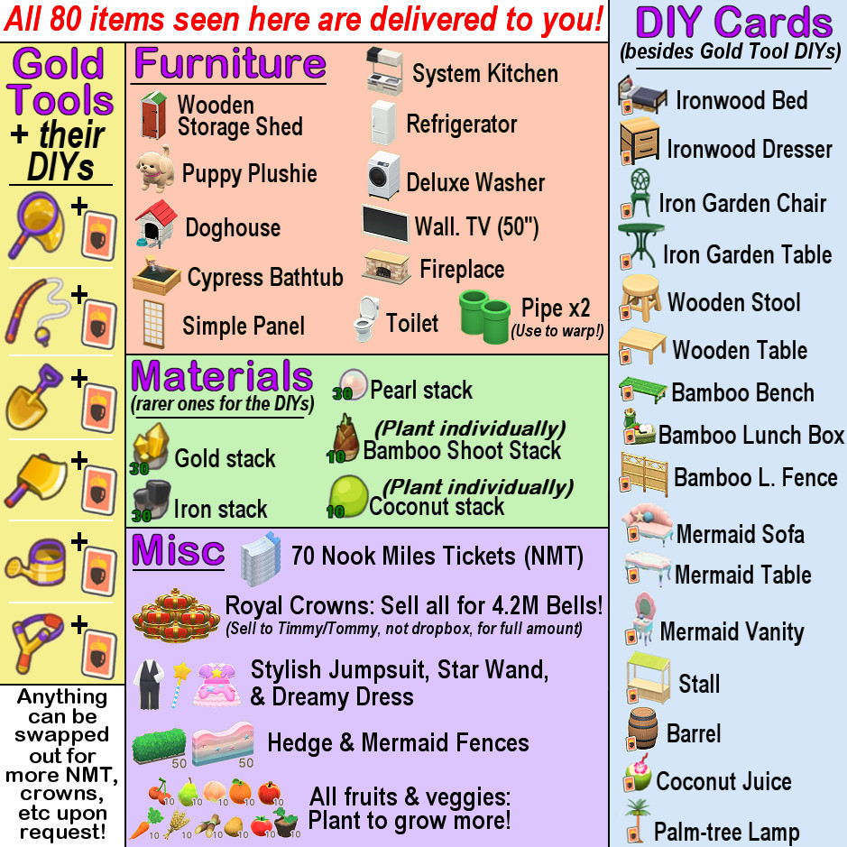 GOLD TOOLS, DIYs, Bells, + more island essentials Animal Crossing:New Horizons