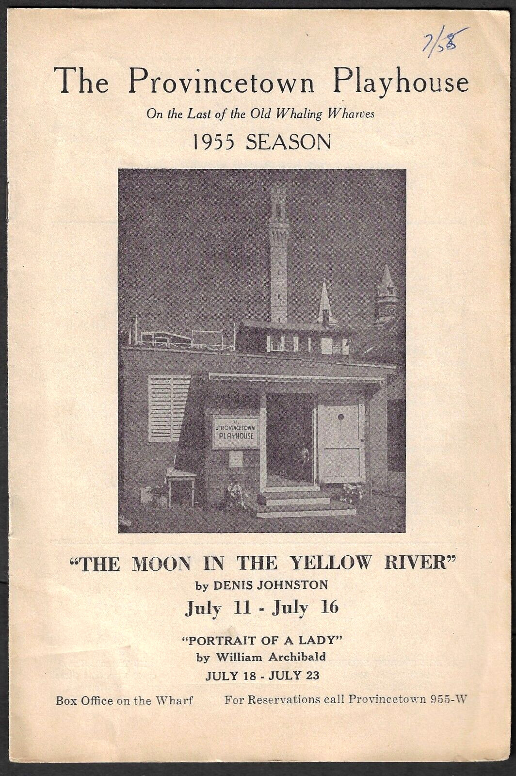 CAPE COD ~ PROVINCETOWN PLAYHOUSE ON THE WHARF ~ RARE 1955 THEATER PROGRAM