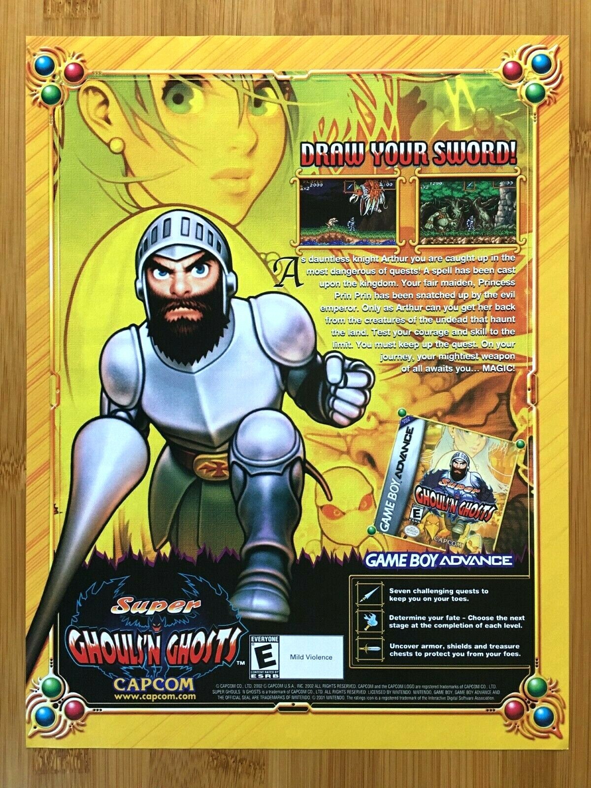 Super Ghouls N' Ghosts GBA 2002 Vintage Print Ad/Poster Official Art Goblins NES