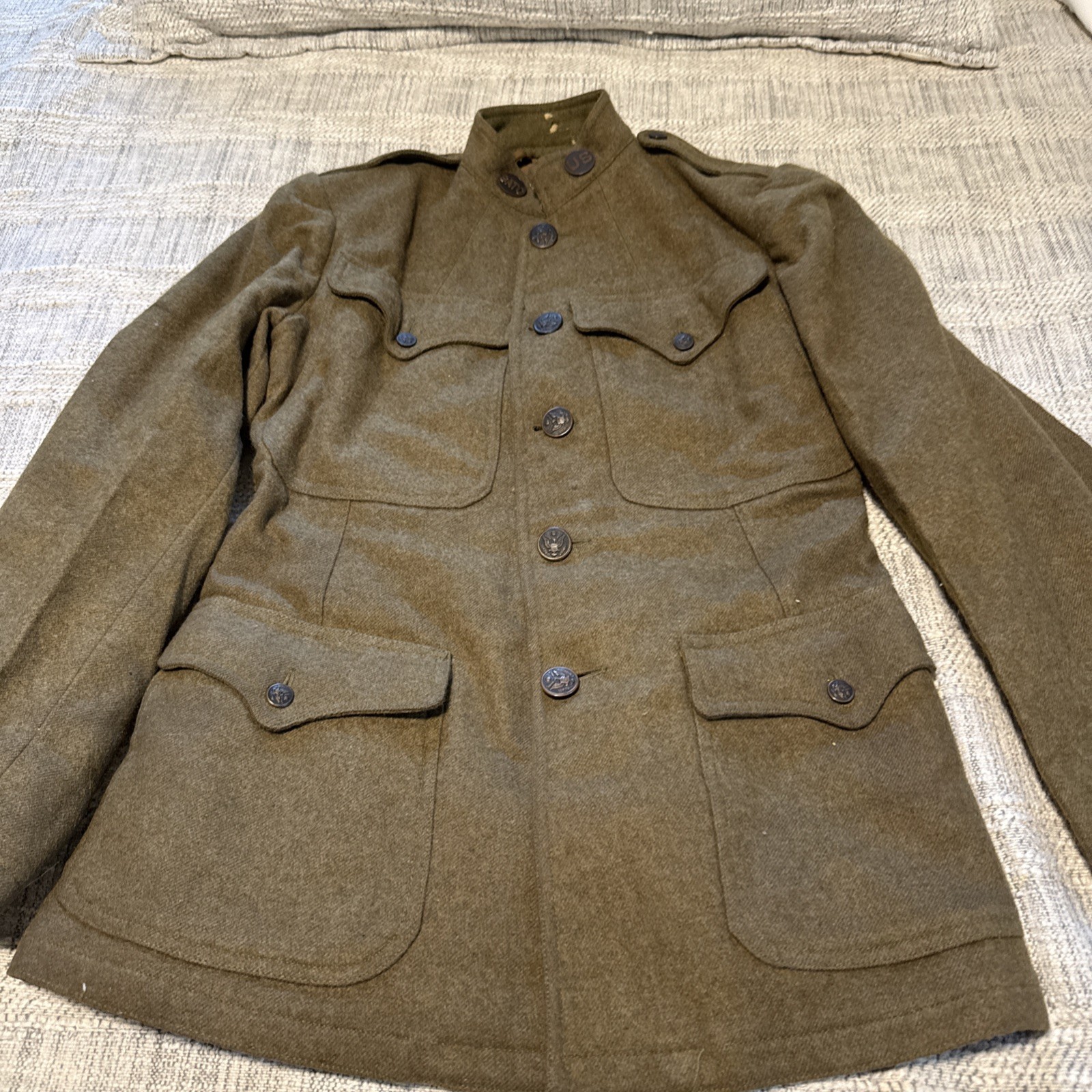 Authentic 1917 WWI “doughboy” Army Coat Small-medium Size. Please Read Descrip.