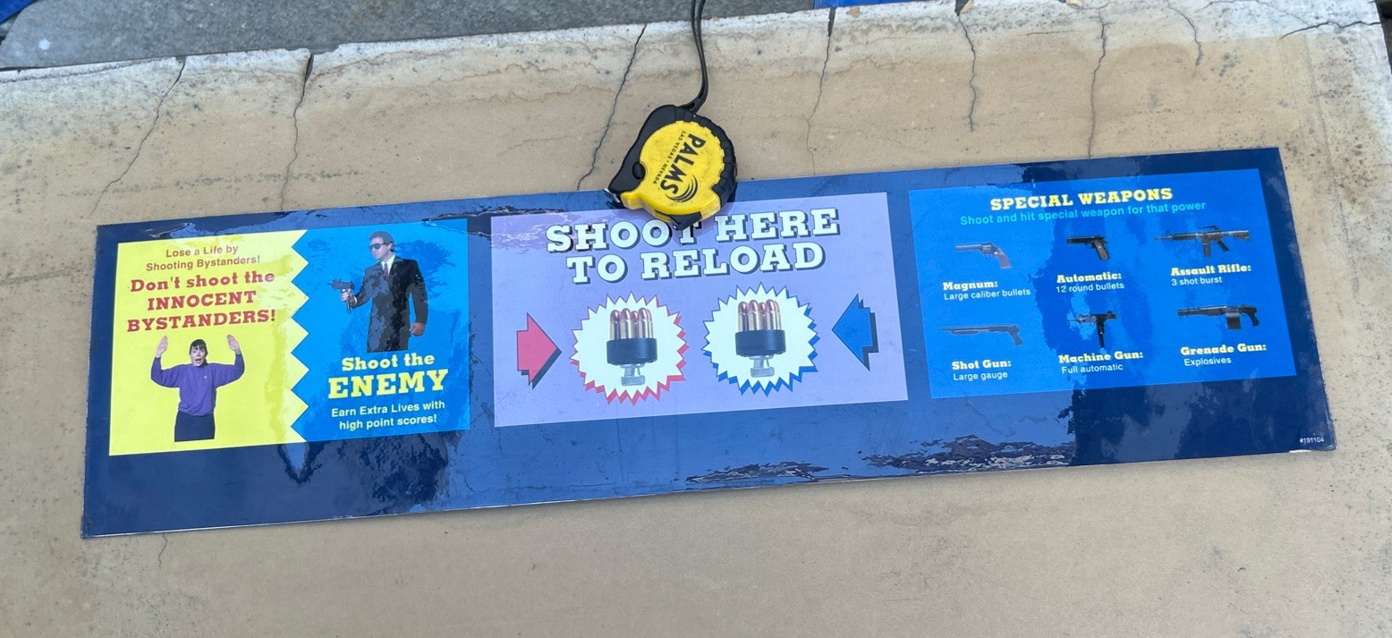 Original Factory lethal enforcers sticker Marquee Sign ARCADE GAME PART IF93