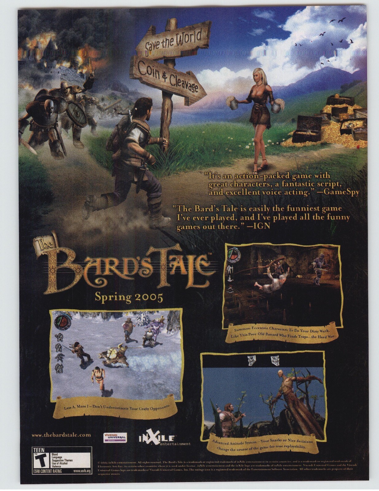 The Bard\'s Tale PS2 Playstation 2 Xbox PC 2004 Vintage Video Game Poster Ad Art