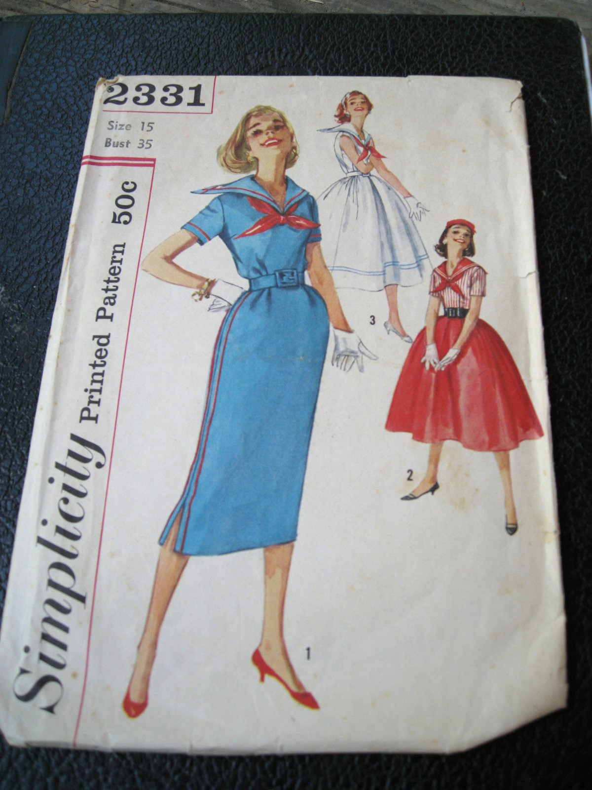 Vtg 60s Simplicity 2331 Jr Misses\' Sz 15 (35/27/37) Sailor Suit Dress
