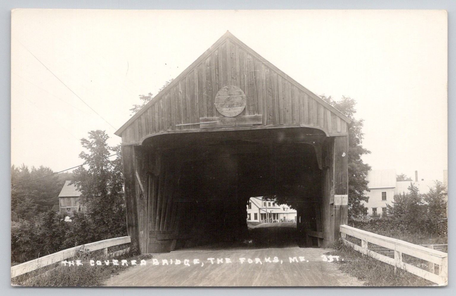 RPPC The Forks, ME Covered Bridge Real Photo Postcard c.1910s-1940s