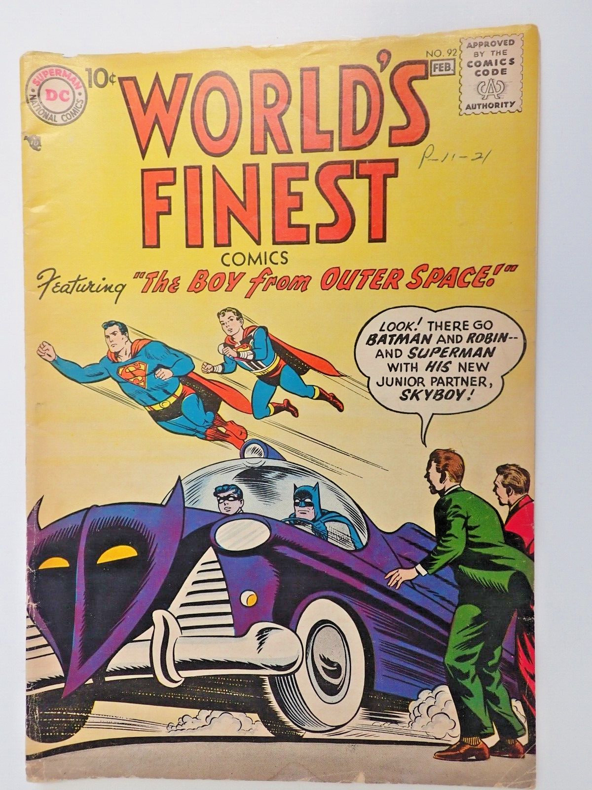 1958 World\'s Finest # 92 Superman Batman Batmobile Silver Age DC Comics