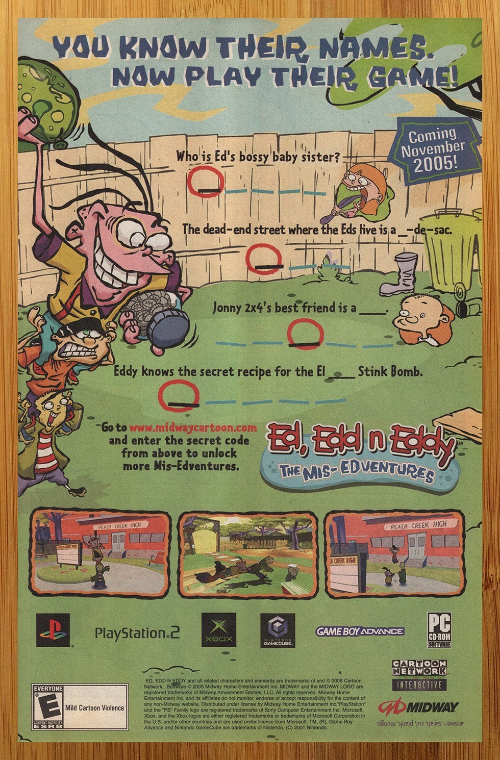 2005 Ed, Edd n Eddy The Mis-Edventures PS2 Xbox Gamecube Print Ad/Poster Art 00s