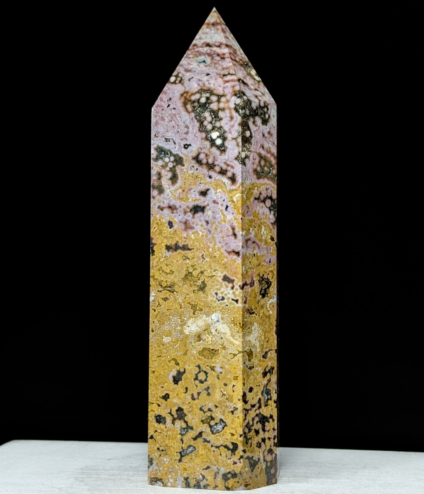 Ocean Jasper Tower Orb OJ Crystal Large Big Tall Gemstone Point Wand Reiki