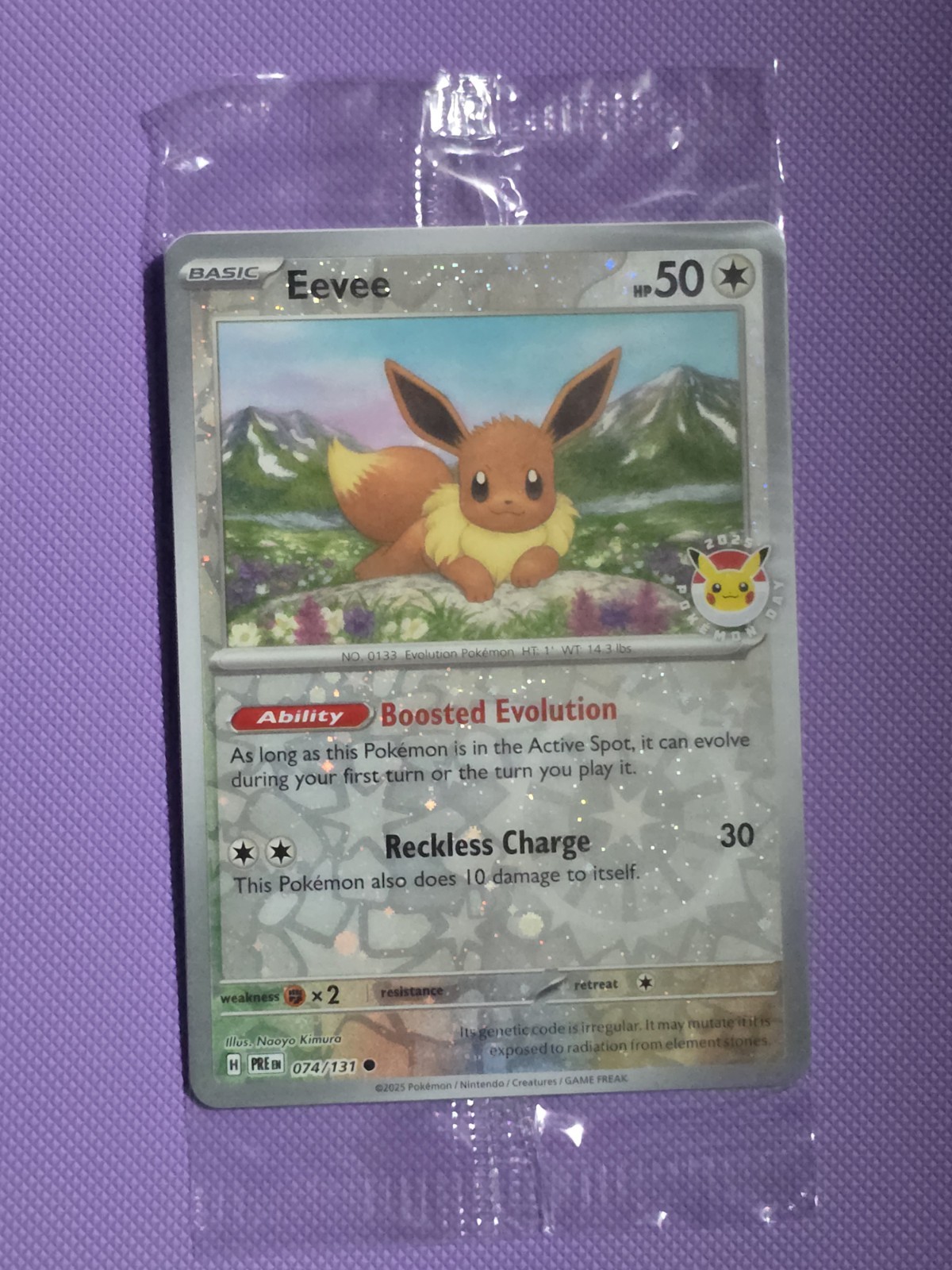 Eevee | Prismatic Evolutions | 074/131 | Pokemon Day 2025 Stamped & Sealed