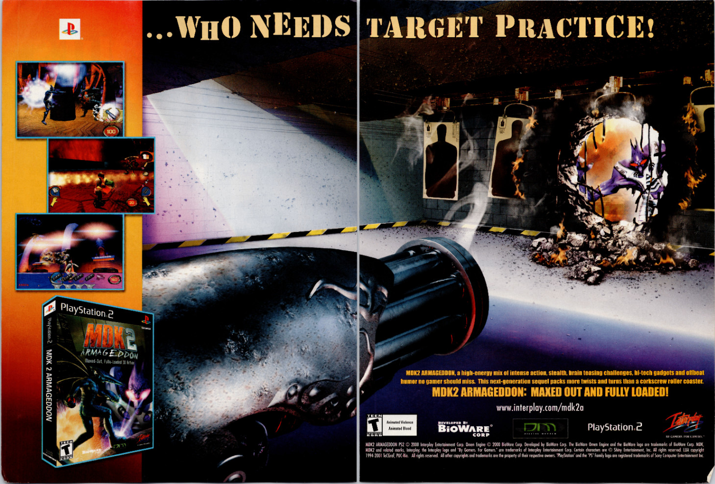 MDK2 Armageddon PS2 Vintage 2001 Video Game Magazine Ad Double Page BioWare