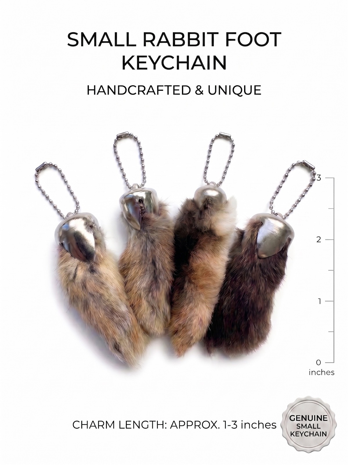GENUINE Real Lucky Rabbit Foot Keychain Charm: Small |USA Farmer Raised & Made
