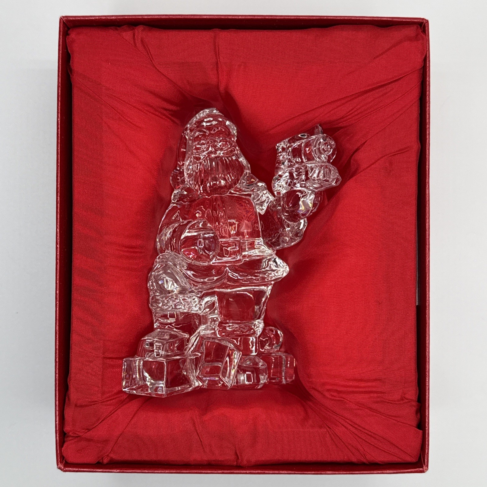 Waterford Crystal Christmas Santa Claus holding Train Sculpture 1st edition