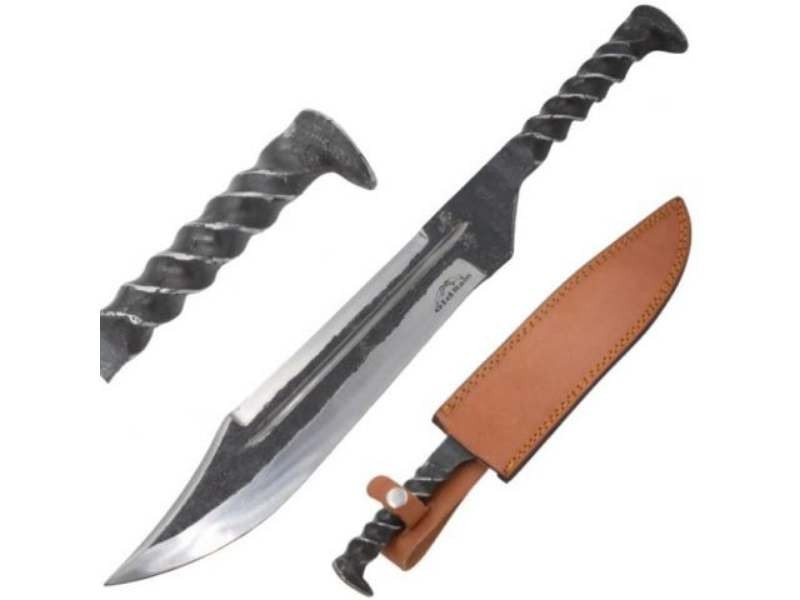 Old Ram Handmade Rail Road Spike Hunting Knife With Real leather Sheath