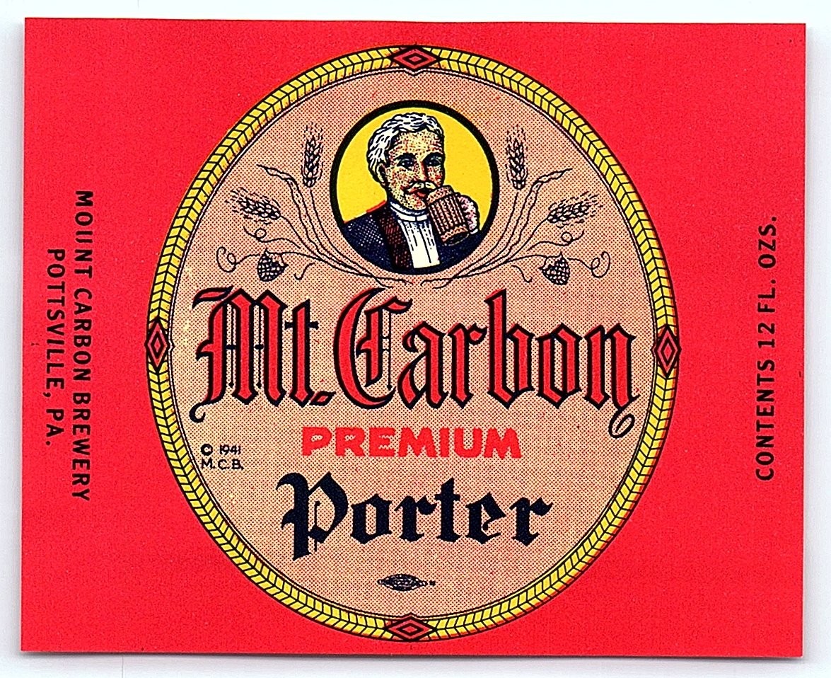 1941 Mt. Carbon Premium Porter 12oz beer label, Pottsville P