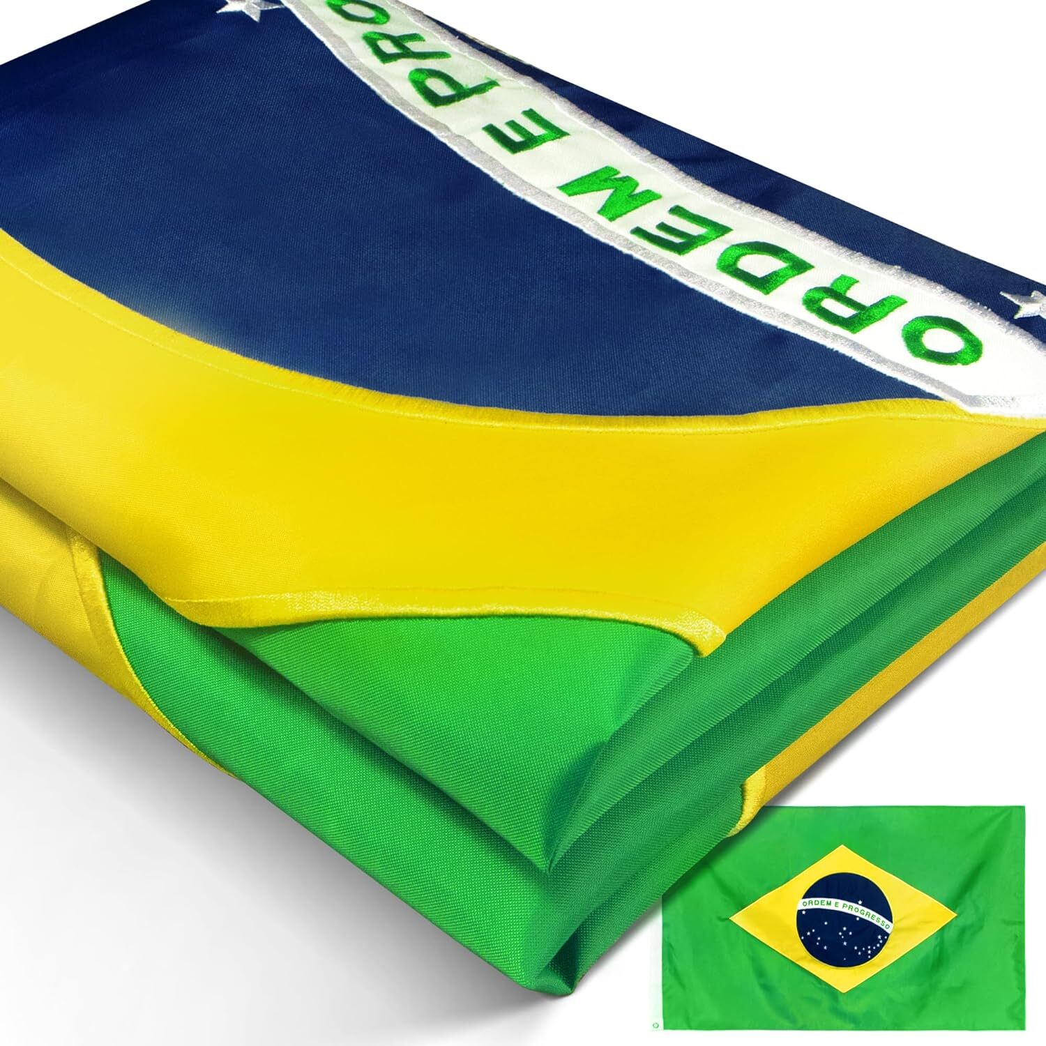 Anley EverStrong Embroidered Brazil Flag 3x5Ft-Polyester Brazilian Flags