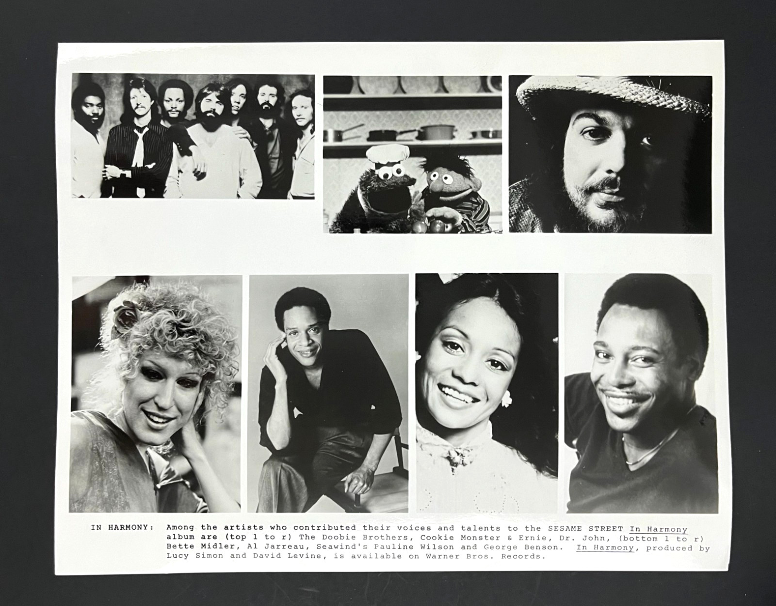 1980s Sesame Street In Harmony Dr John Doobie Bros Bette Midler VTG Press Photo