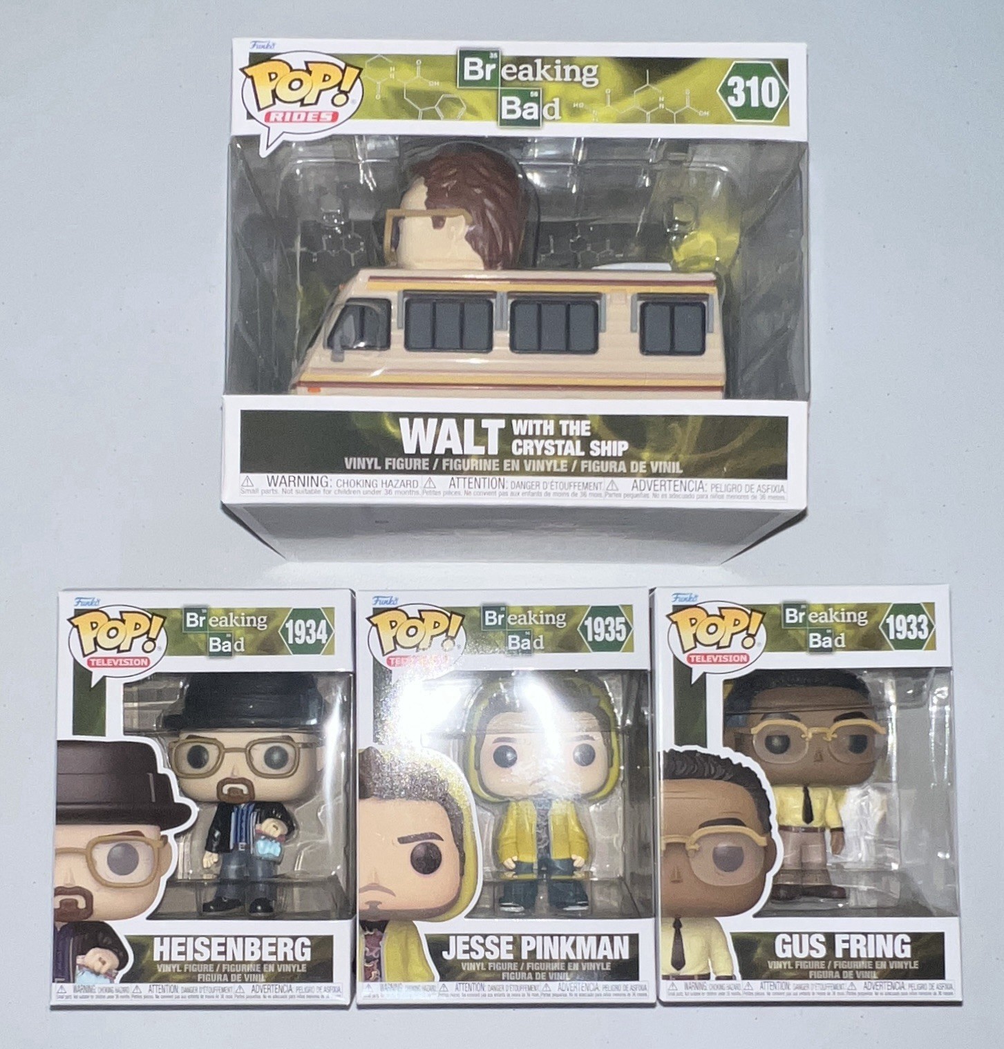 Funko Pop Breaking Bad Set of 4 Gus Heisenberg Jesse & Walt with Crystal Ship