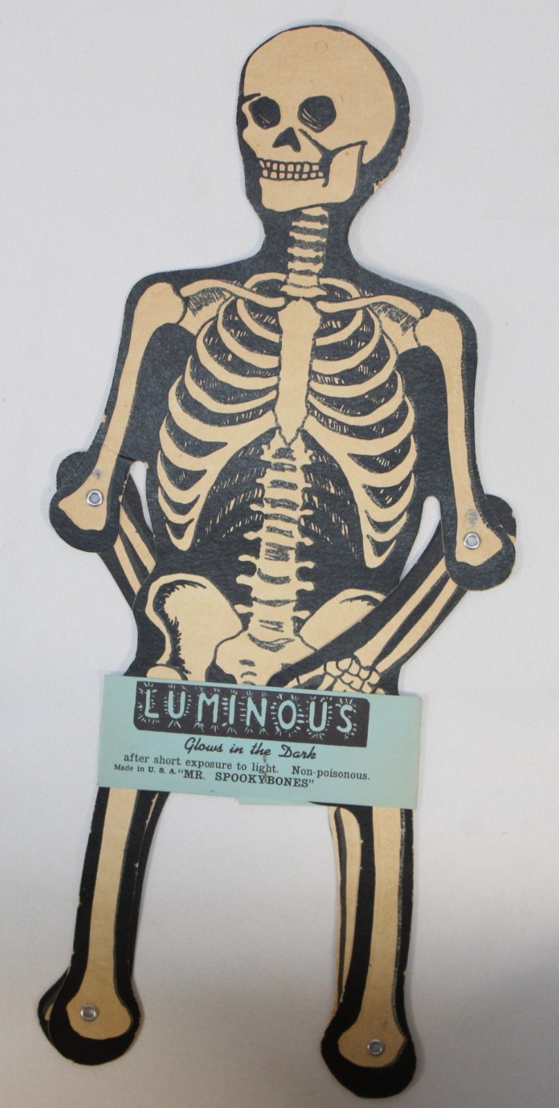 Vintage Mr. Spooky Bones Jointed Halloween Skeleton Original Package 24