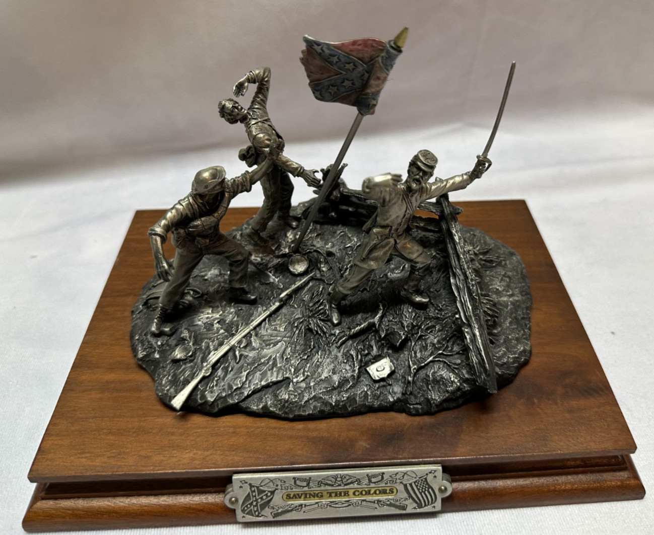 Chilmark FJ Barnum,Saving The Colors Civil War Pewter Sculpture Signed #411/2500