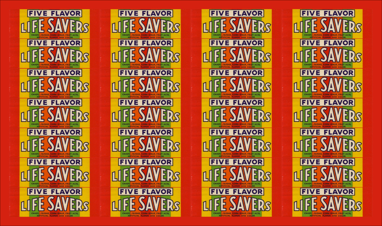 VINTAGE 1950s LIFESAVERS FIVE FLAVOR STORE DISPLAY DECAL STICKER SHEET 