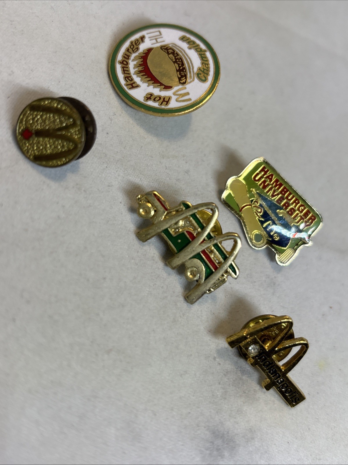 Lot 5 Vintage McDonald\'s Pins, Hamburger Champion, Univ, Indianapolis, Canada.