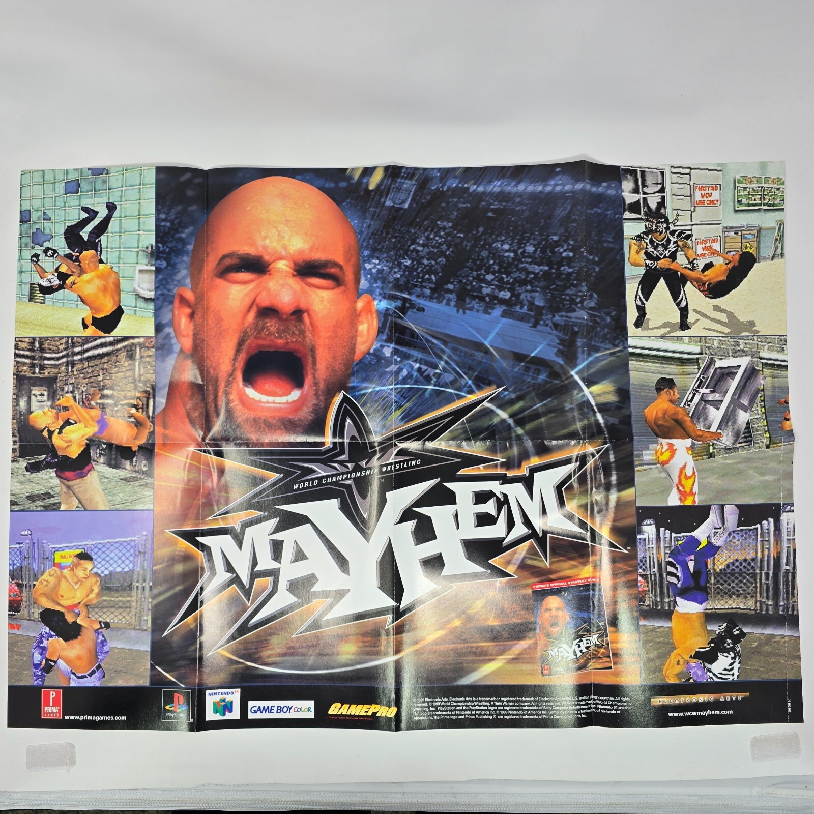 WCW Mayhem PlayStation 1 PS1 N64 GameBoy Color Pullout Print Ad/Poster Promo Art