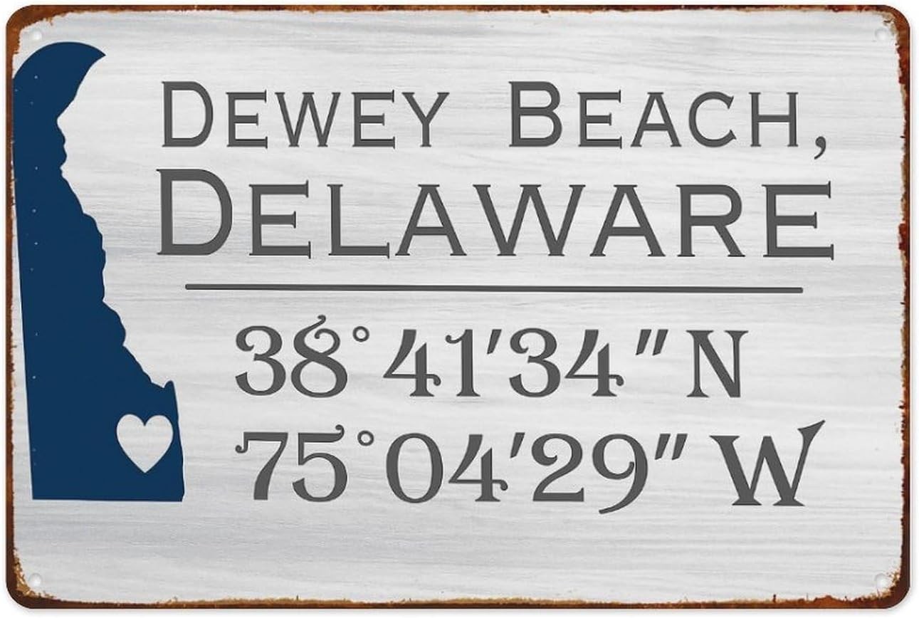 Dewey Beach Delaware Vintage Aluminum Tin Metal Signs Home Décor 8x12